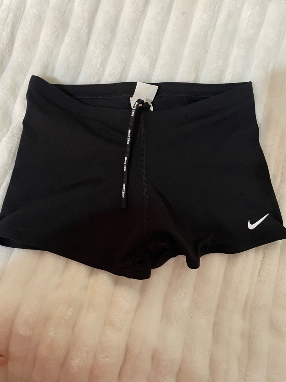 Nike Black Athletic Swim Shorts with White Swoosh - Picture 8 of 11